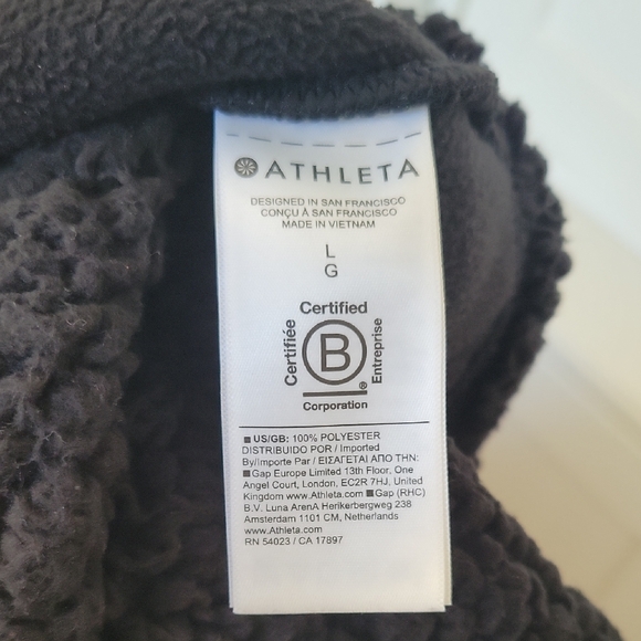 Athleta Black Cloud Fleece Quarter-Zip Pullover L - Picture 5 of 5